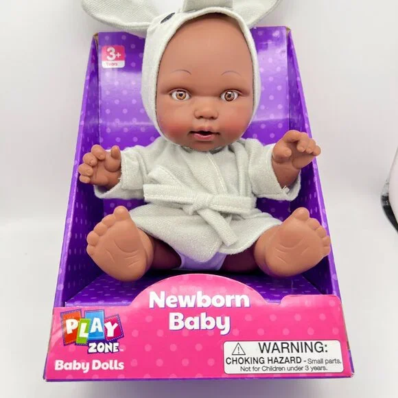 AA Play Zone Newborn Baby Doll Dark Skin With Elephant Robe – Adorable! - Picture 2 of 10